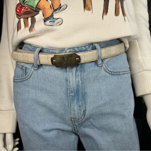 Gucci Guccissima GG Leather Embossed White Belt 146439 80/32